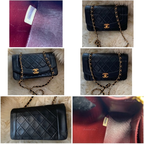 Authentic CHANEL Black Lambskin Small Diana Flap Bag Gold Hardware - Picture 11 of 12